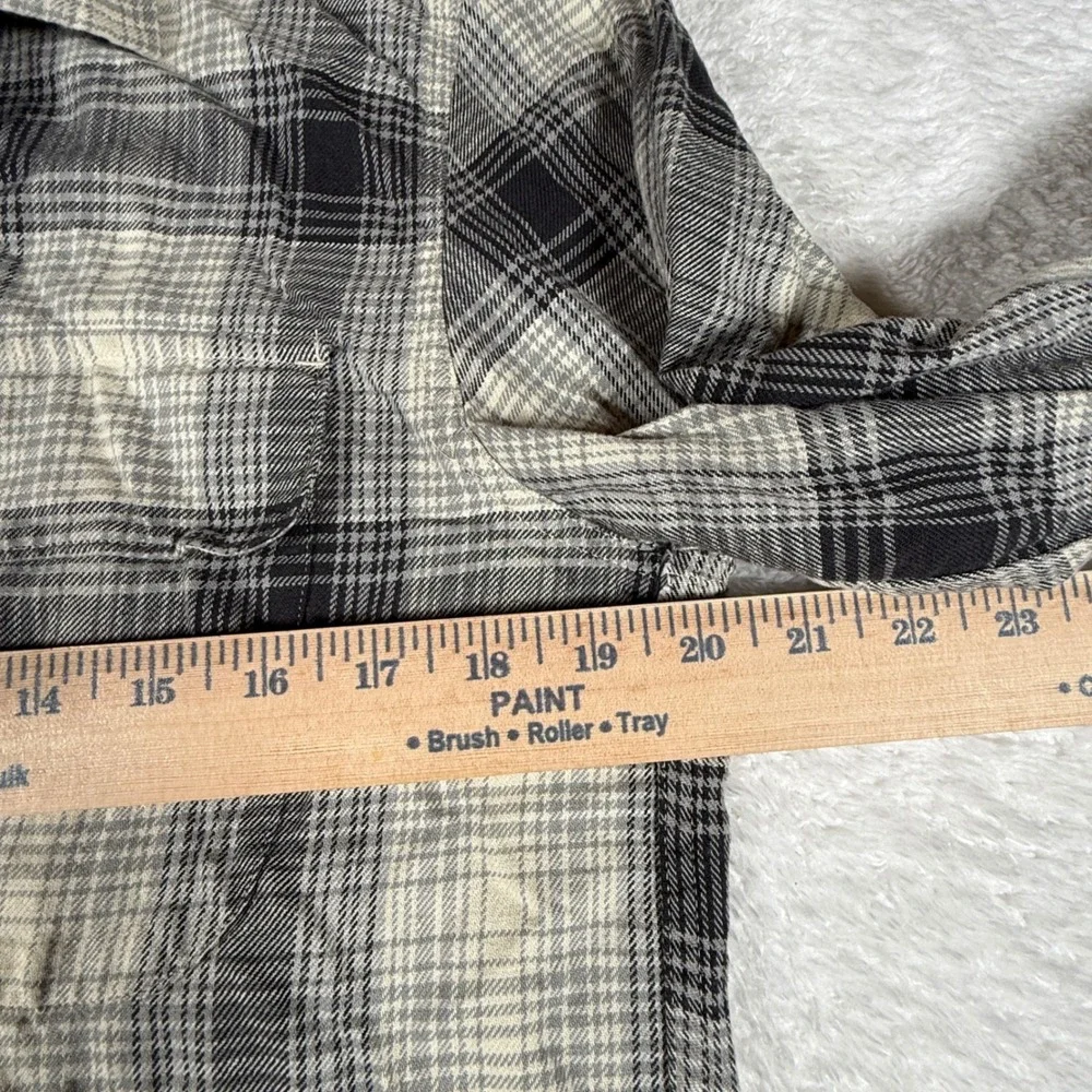 J. Crew CN407 Mens S Beige Gray Plaid L/S Button Front Cotton Hemp Shirt